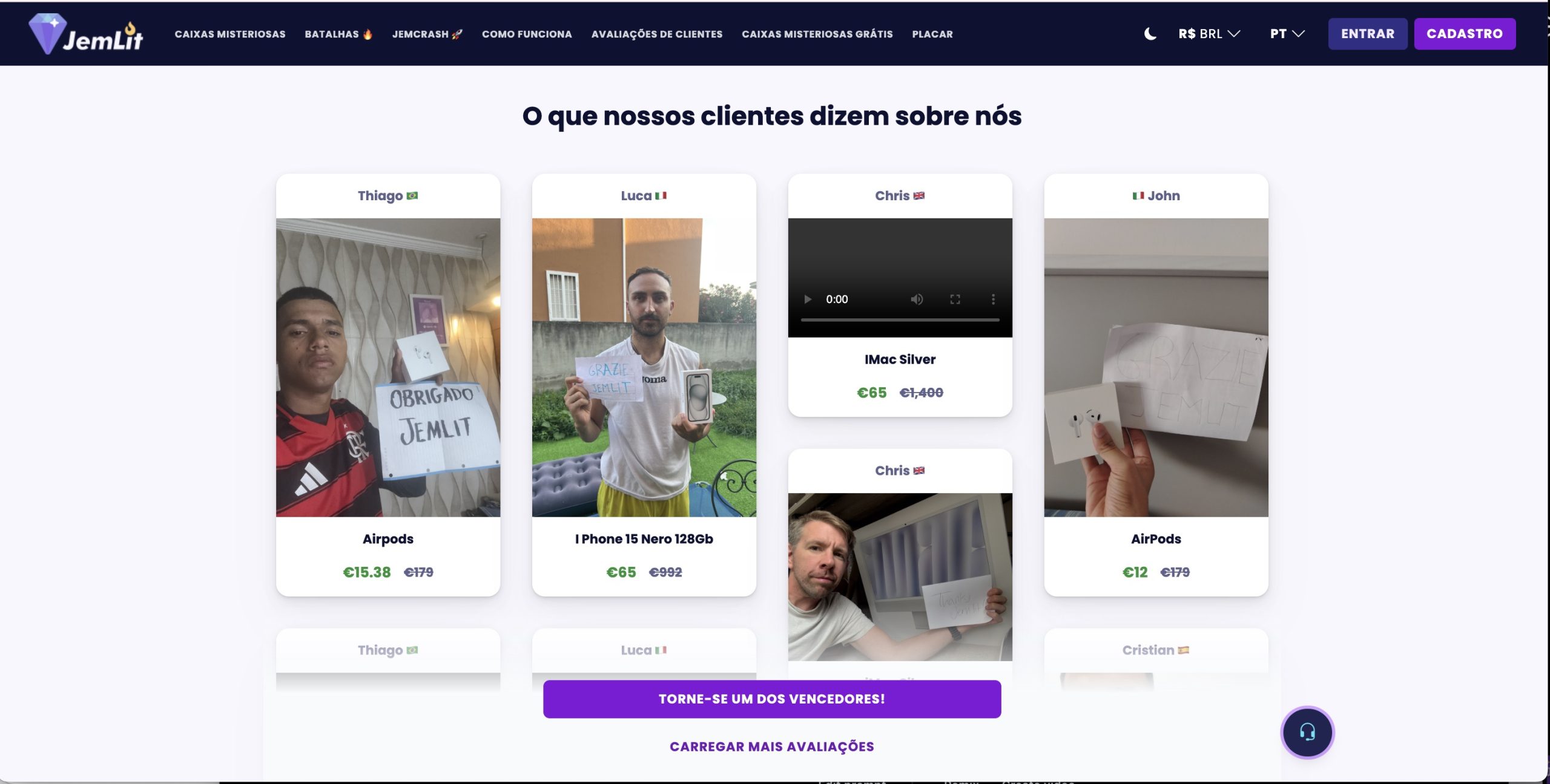 avaliações de clientes JemLit