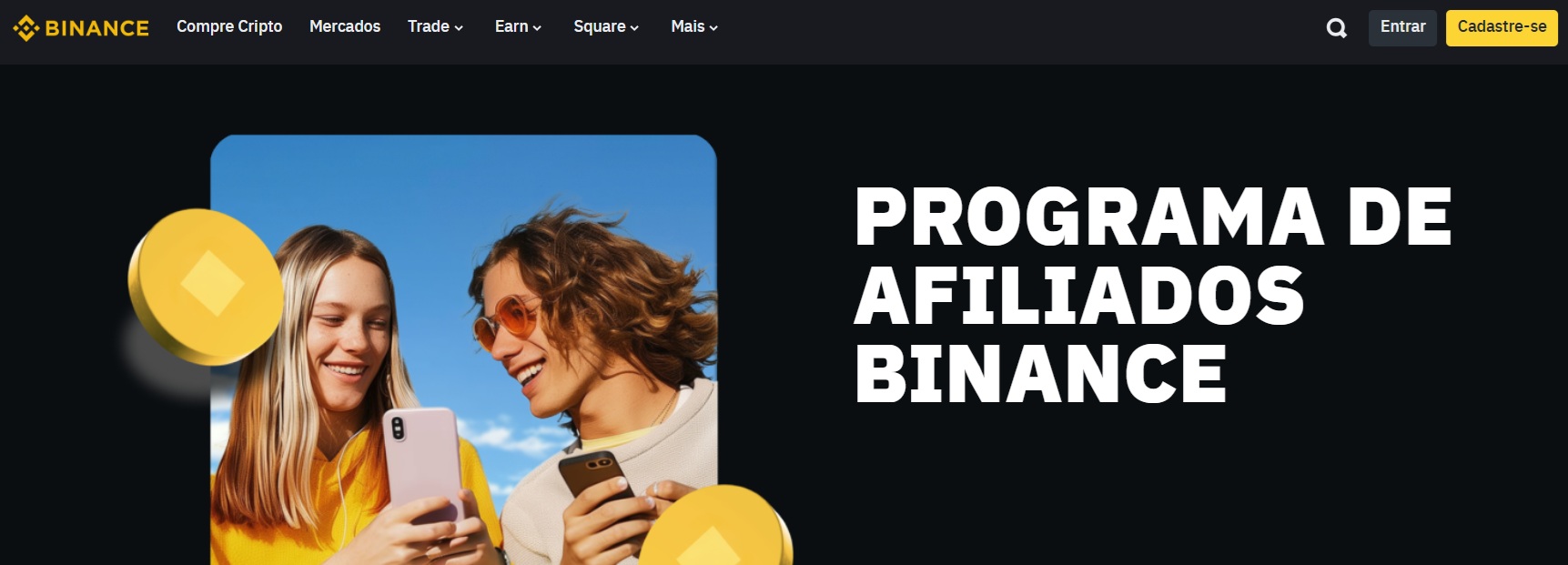 Foto de um dos programas de afiliados de criptomoedas na Binance