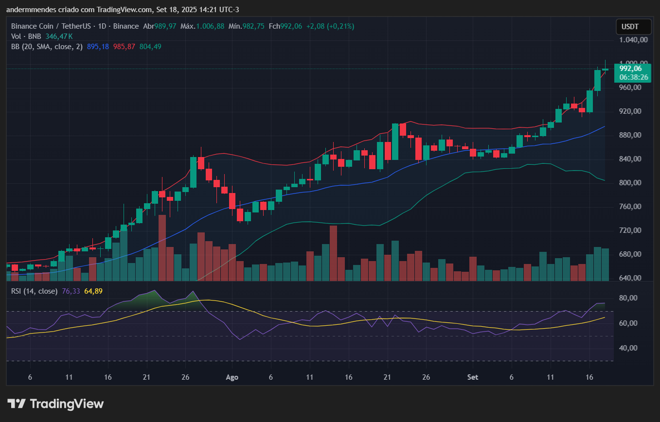 Gráfico do BNB no TradingView