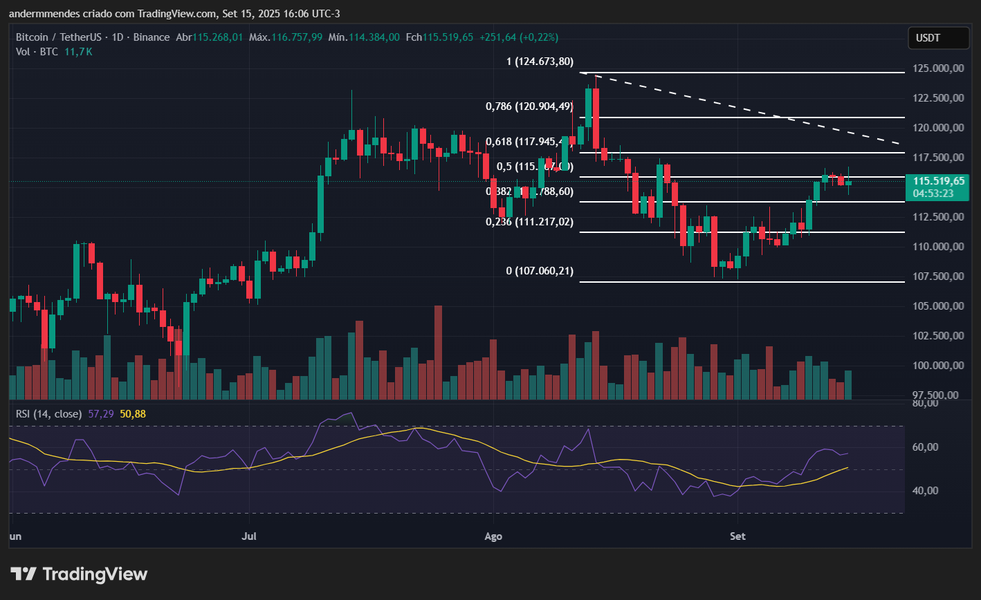Gráfico do Bitcoin (BTC) no TradingView