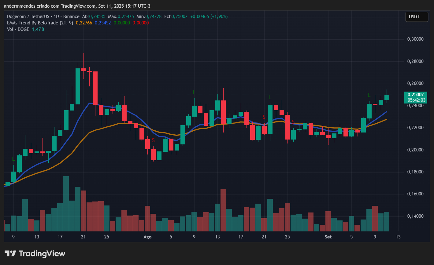 Gráfico da Dogecoin (DOGE) no TradingView