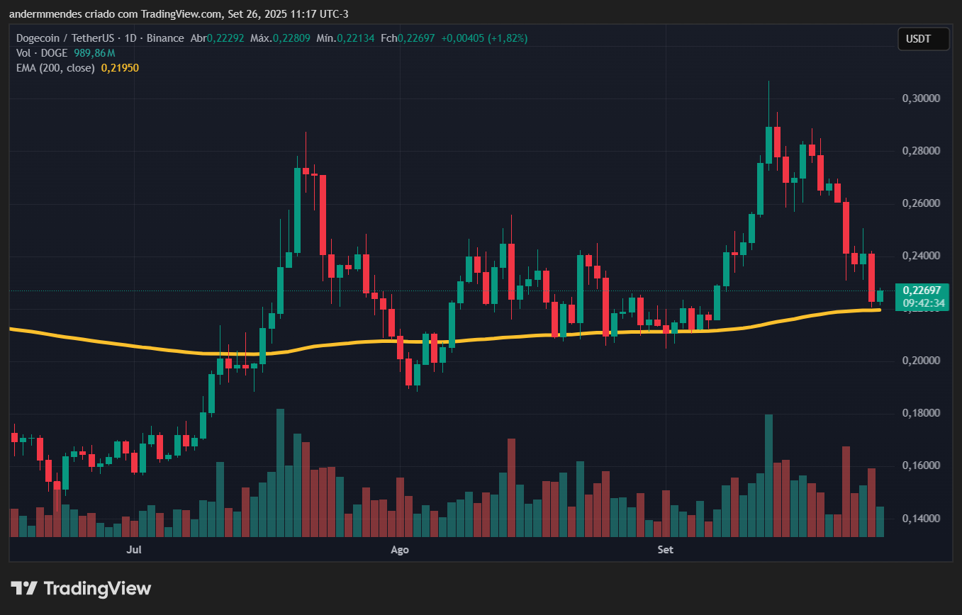 Gráfico da Dogecoin (DOGE) no TradingView