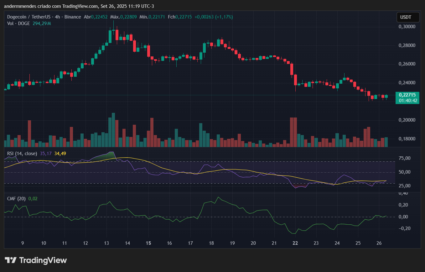 Gráfico da Dogecoin (DOGE) no TradingView