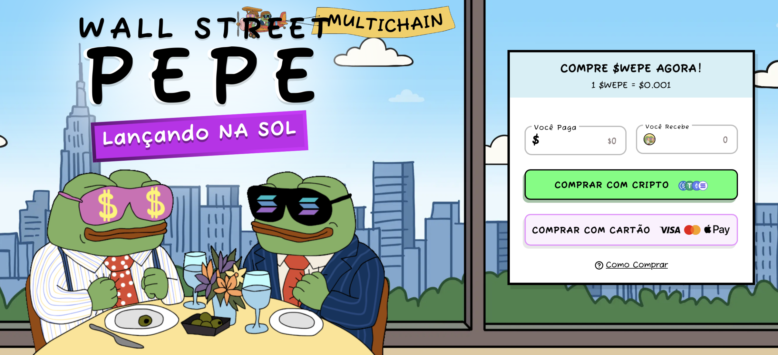 memecoins com potencial: Wal Street Pepe.