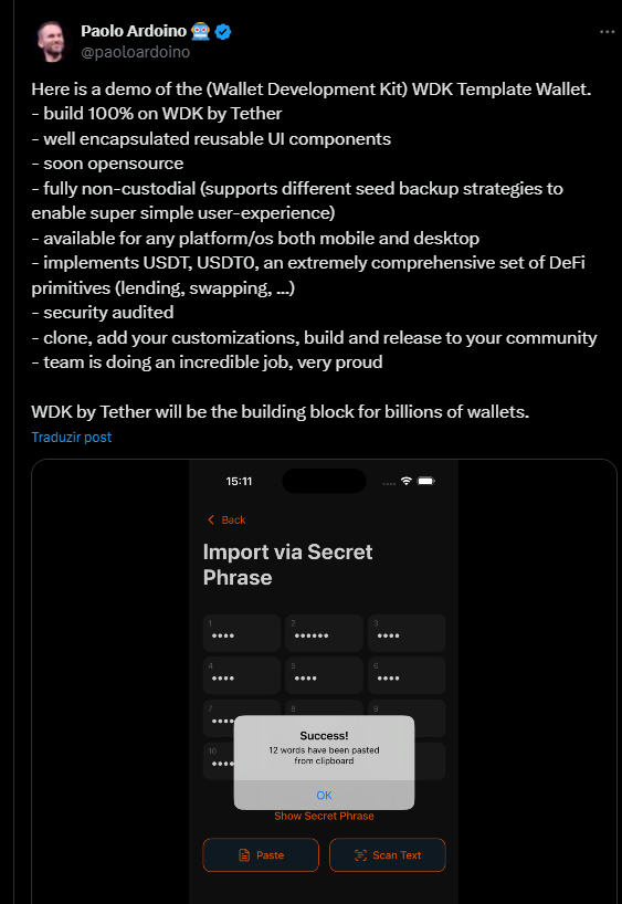 Wallet da Tether