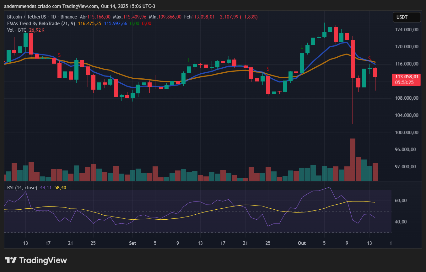 Gráfico do Bitcoin (BTC) no TradingView