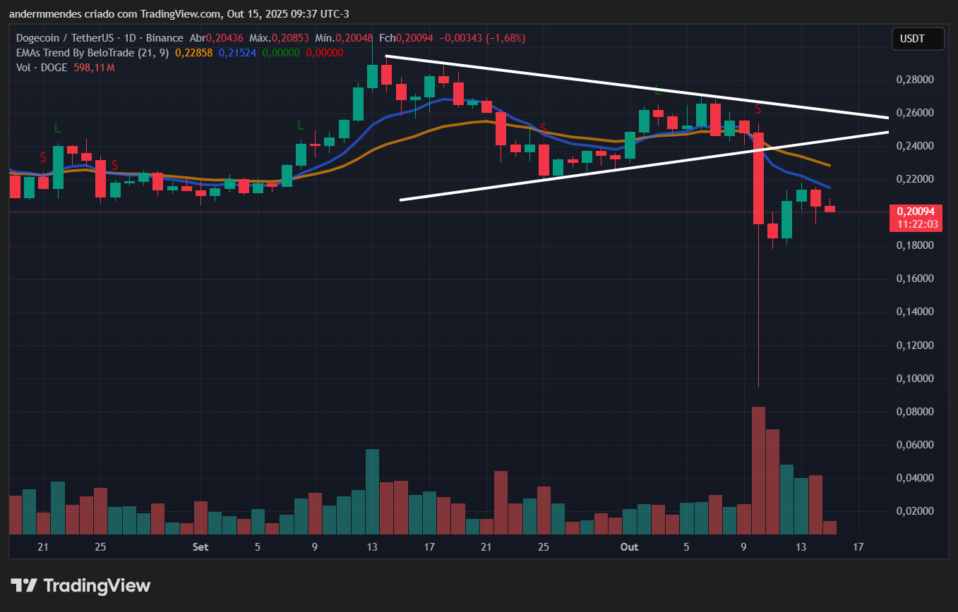 Gráfico da Dogecoin (DOGE) no TradingView