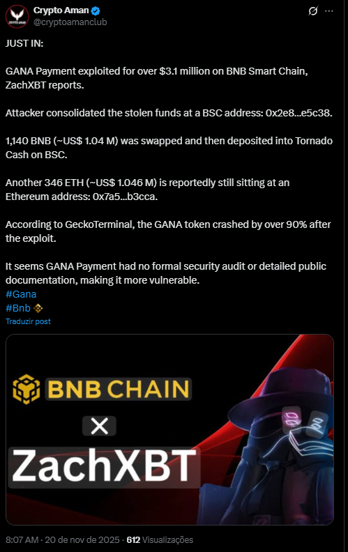 Ataque hacker em protocolo na BNB Chain