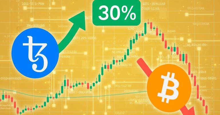 Tezos pode subir 30% com queda do Bitcoin, revela indicador