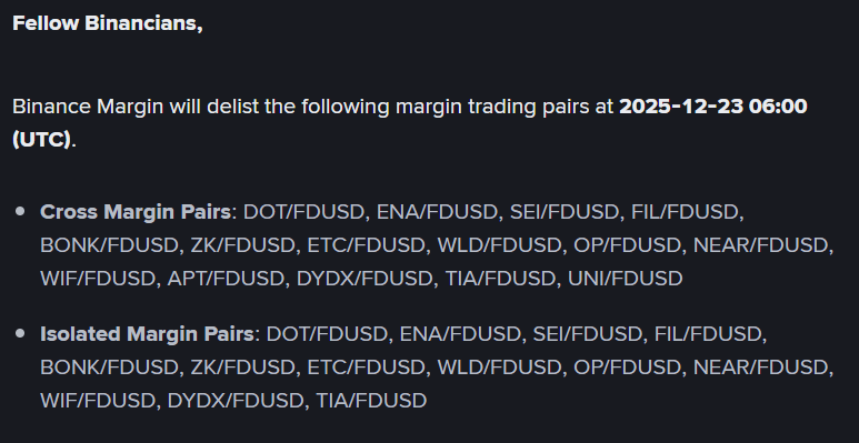 Binance remove pares