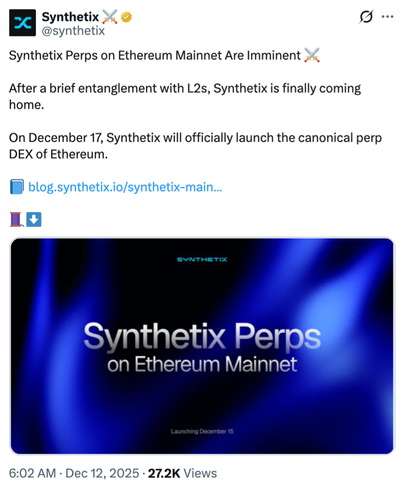 Tweet Synthetix