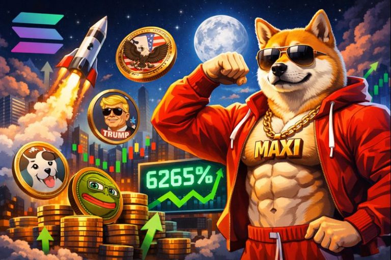 Solana domina a explosão das memecoins enquanto Maxi Doge entra na corrida por valorização extrema