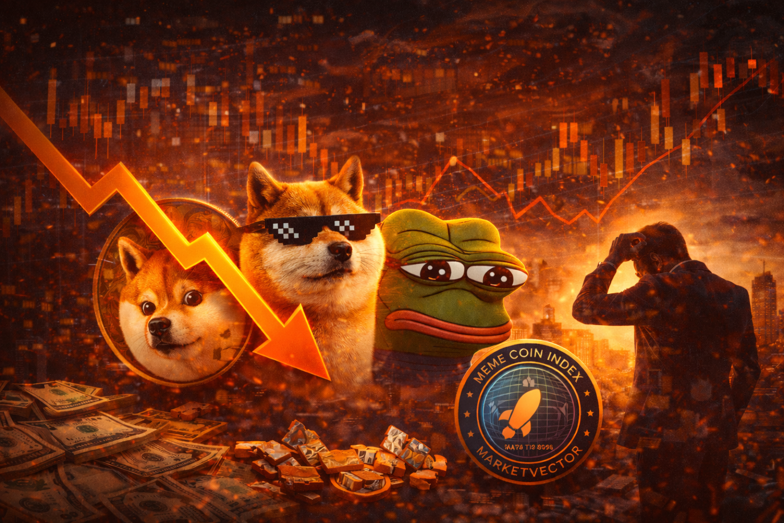 Memecoins em queda