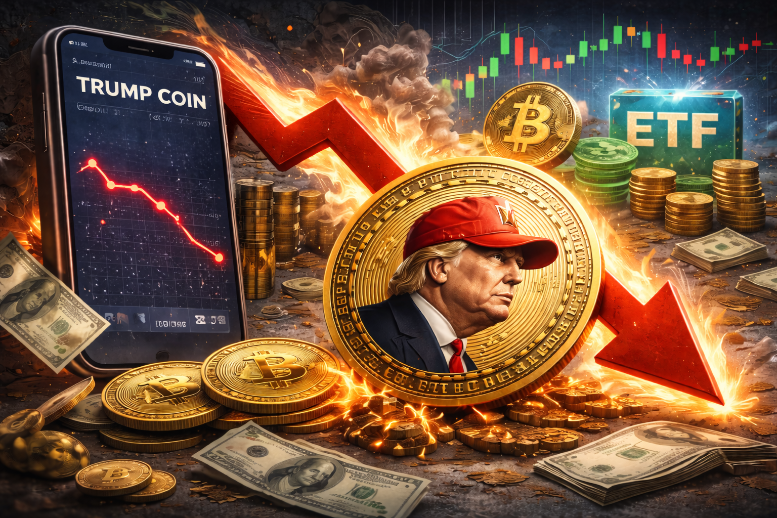 Trump Coin despenca 94% em um ano com esfriamento das memecoins