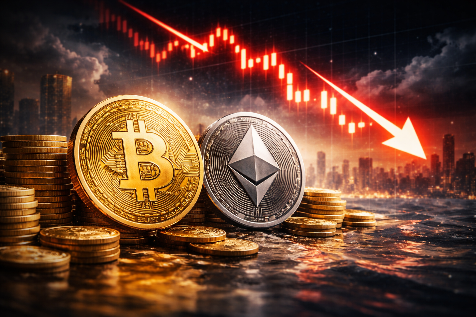 Bitcoin e Ethereum em queda