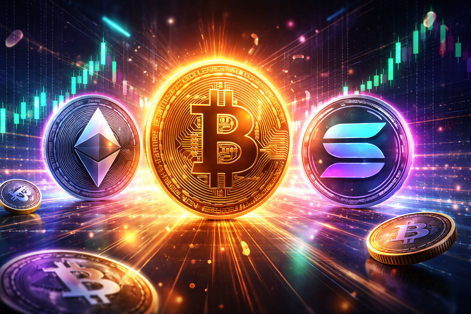 Bitcoin, Ethereum e Solana