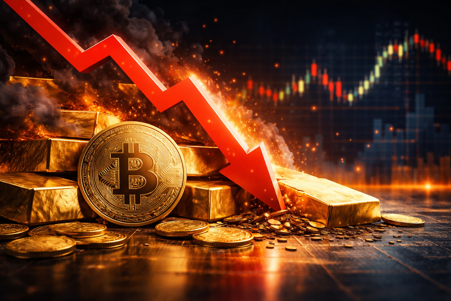 Ouro cai 22% e reação do Bitcoin levanta alerta sobre estresse macro global