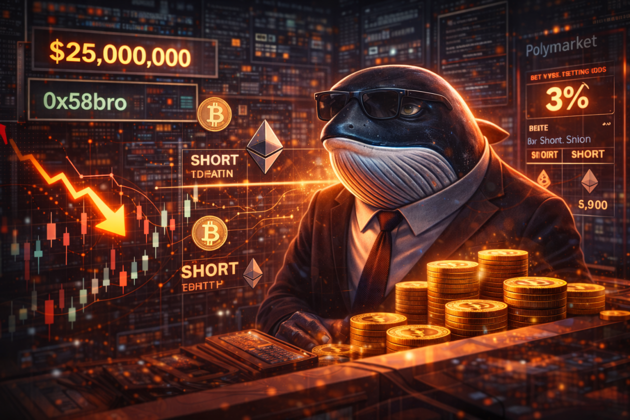 Baleia 0x58bro lucra US$ 338 milhões em shorts e mantém posição vendida em BTC e ETH