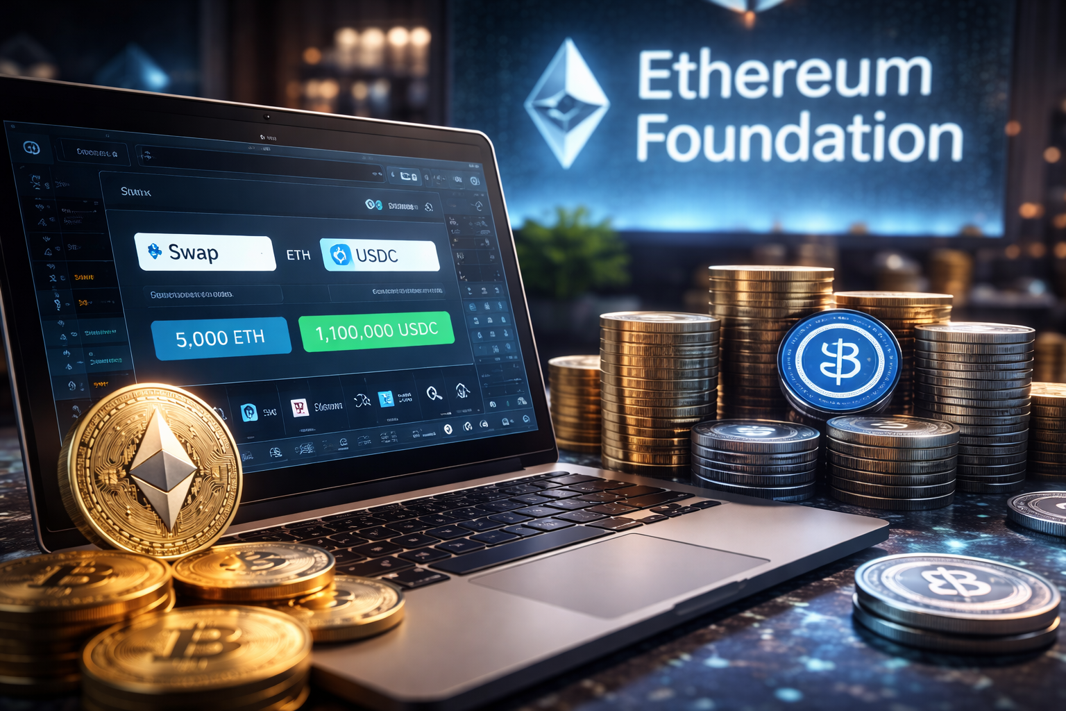 Ethereum Foundation converte 5.000 ETH em stablecoins para financiar operações