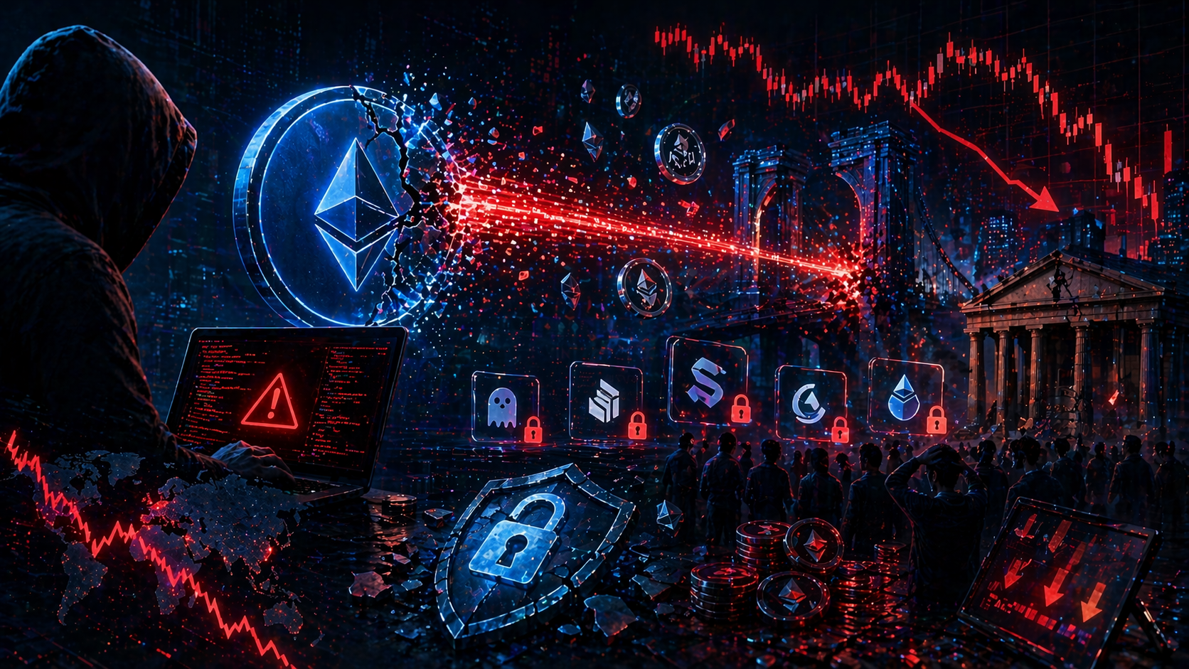 DeFi perde US$ 10 bilhões após exploit de US$ 292 milhões acender corrida bancária