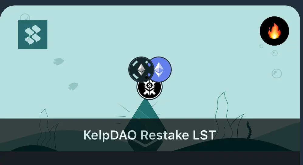 Graphic showing KelpDAO with icons of various cryptocurrencies and aquatic elements.