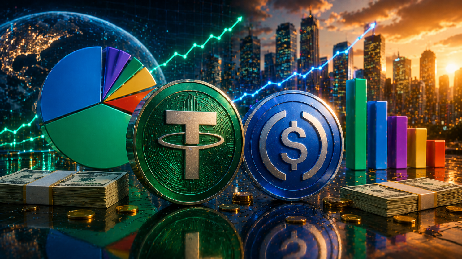 Mercado de stablecoins supera US$ 320 bi e dominância do USDT recua em 2026
